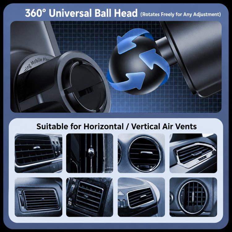 360° universal ball-head wireless car air vent holder for horizontal or vertical vents