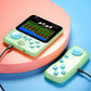 Green G7 handheld console with wired controller, game screen, and multiple buttons
