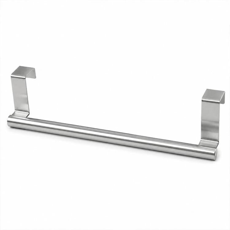 Stainless steel towel rack bar with two end holders, drill-free design