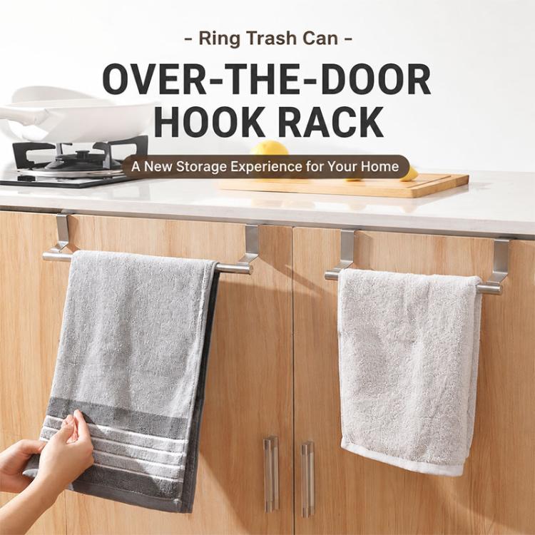Over-the-door towel rack with two towel bars and metal end mounts