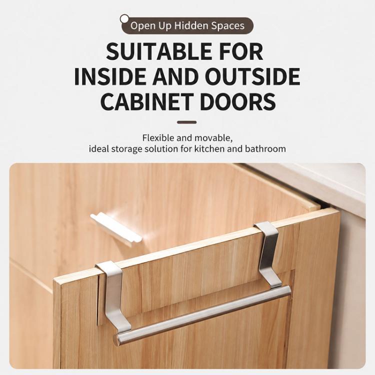 Stainless steel towel rack sliding design for inside cabinet door mounting