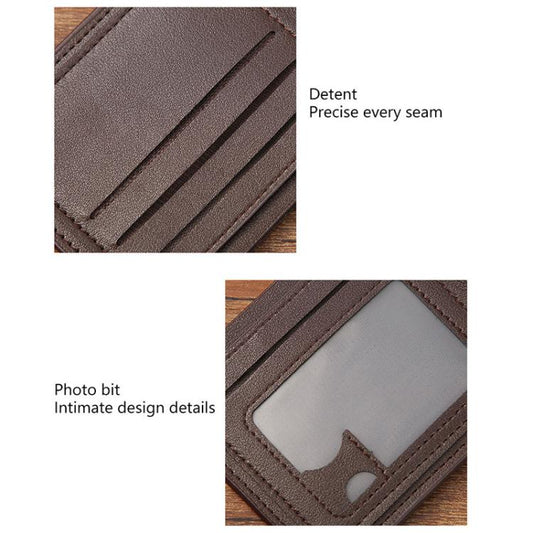 PU leather short wallet interior with card slots and stitched seams