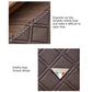 PU leather short wallet corner detail with contrast stitching and geometric embossing