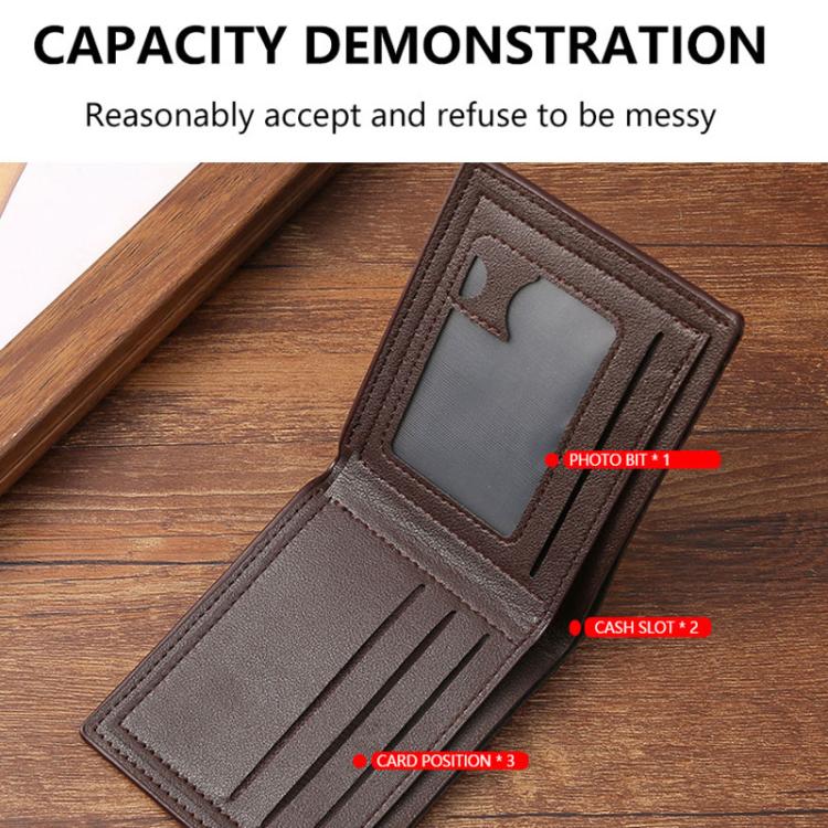Dark brown PU leather wallet interior with card slots and cash pocket compartment