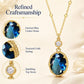 Gold-tone pendant with faceted oval blue center stone and clear round top