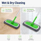 Reusable mop refill pad set with grey microfiber cover and green cleaning insert on mop
