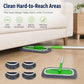 Reusable mop refill pads set: grey microfiber covers with green cleaning insert on flat mop