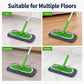 Flat mop head with grey microfiber pad and green insert for multiple floor types