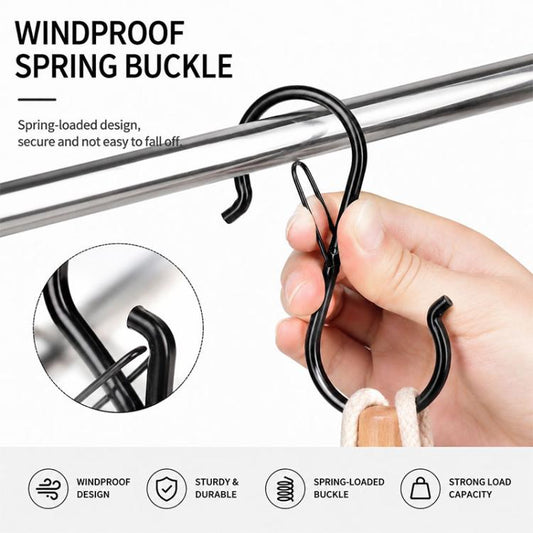 S-shaped spring buckle hook with secure spring gate and easy release design