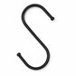 Black iron S-shaped hanging hook with smooth rounded ends