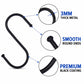 S-shaped iron hook set, smooth round ends, 3mm thick black coated metal