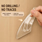 Hand applying drill-free telescopic rod adhesive hook holder to wood wall