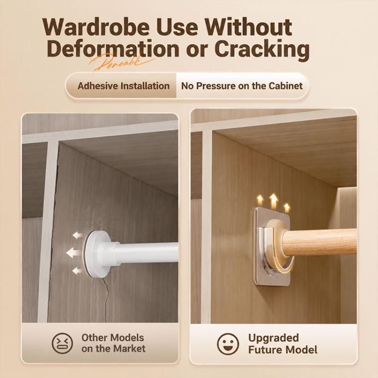 Drill-free telescopic rod adhesive hook holder installed inside cabinet for hanging