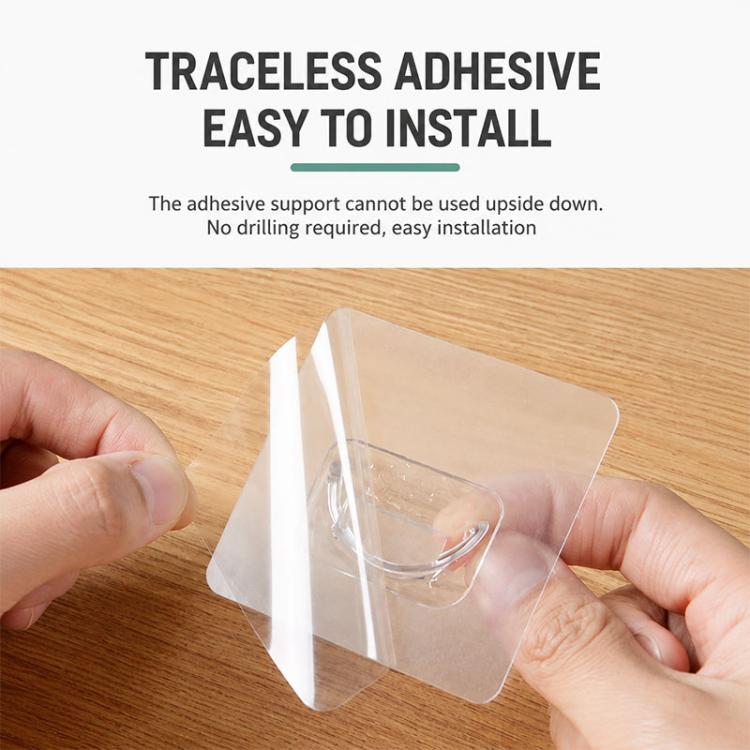 Adhesive mounting pad for drill-free telescopic rod hook holder being pressed on