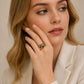 Flower gemstone ring with pink center, gold-tone setting, size 8