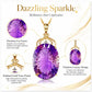 Amethyst oval pendant necklace featuring a faceted purple gemstone in gold-tone finish