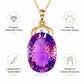 Gold-tone amethyst pendant necklace with oval purple faceted gemstone and bail detail
