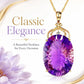 Classic amethyst pendant necklace with large oval purple gemstone and small diamond-like accents