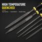 High-temperature quenched style rasp set, five metal files with black handles and yellow collars