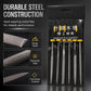 Durable steel rasp file set, black pouch holding six textured metal files