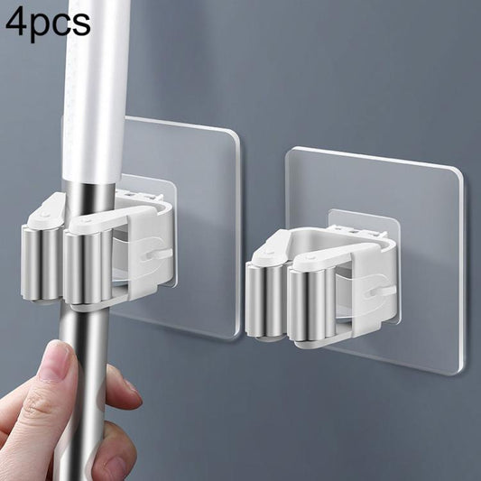 White wall suction hook holder set with metal pole clamp and spring clip arms