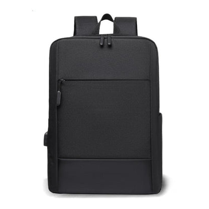 OUMANTU men's business laptop backpack, black with zip front and padded back panel