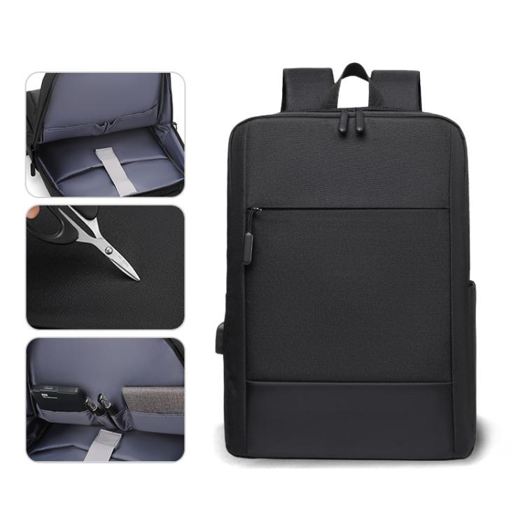 OUMANTU men's laptop backpack in black, with front compartments and side handles