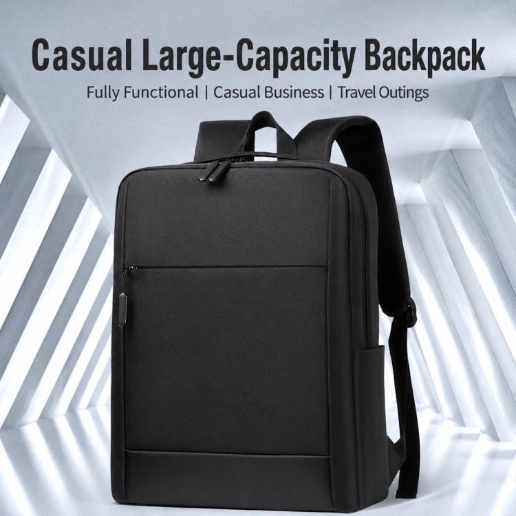 OUMANTU men's business laptop backpack, black with top carry handle and shoulder strap