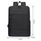 OUMANTU men's laptop backpack, black textured fabric with side zipper pocket and handle