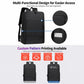OUMANTU men's laptop backpack, black front with multiple pockets and easy-access zipper