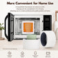 Home countertop microwave with ceramic bowls and open oven door