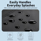 Waterproof backpack material close-up with water-repellent droplets on black surface