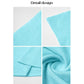 Light aqua blue knit top fabric close-up: smooth jersey and stitched hem detail.