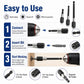 Hex quick-release extension rods set with hex shank and hex socket ends for drivers