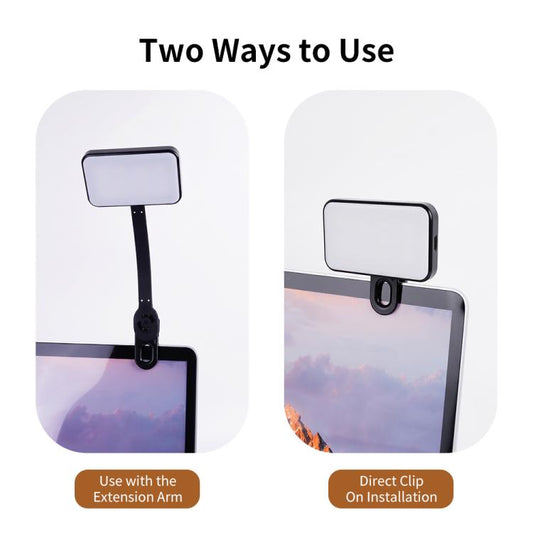 Mini clip-on lamp with two mounting angles for a phone or notebook