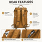 Earthy yellow canvas backpack rear view with adjustable shoulder straps and rear loops