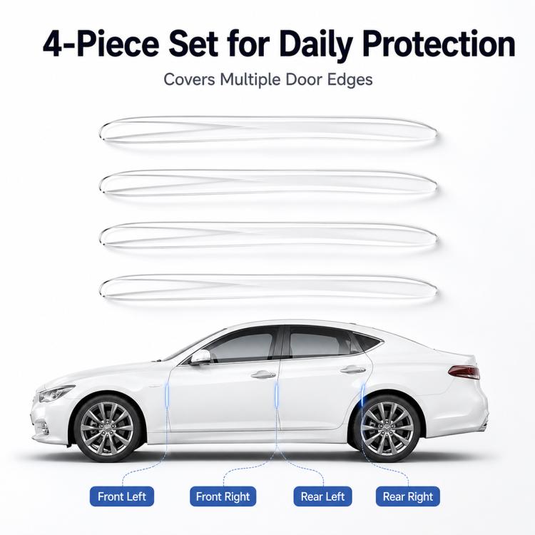 4-piece clear car door bumper guard strip stickers for edge protection