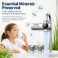 Smart water purifier faucet with filter cartridge and mineral-focused design, shown dispensing