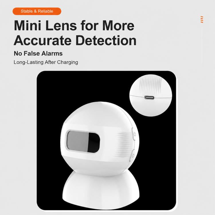 White round sensor unit with dark display window, close-up view showing button controls