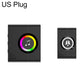 Black wireless smart doorbell with US plug, multicolor light ring, bell icon and button