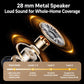 Wireless doorbell receiver featuring a 28mm speaker sound coverage graphic