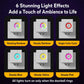 White wireless doorbell showing different light effects, ring colors around bell icon