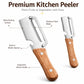 Kitchen peeler with stainless steel blade and ergonomic wooden handle
