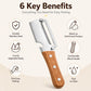 Fruit and vegetable peeler with stainless steel blade and wooden handle