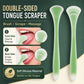 Double-sided tongue scraper tool with brush-and-massage and curved scraping side
