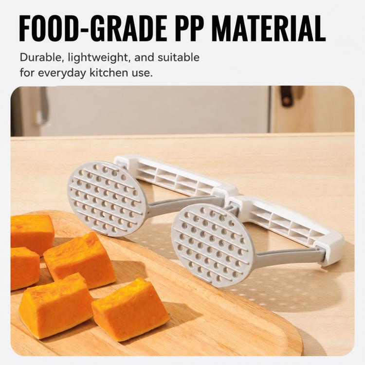 PP manual potato masher attachments and perforated plates in white and gray finish