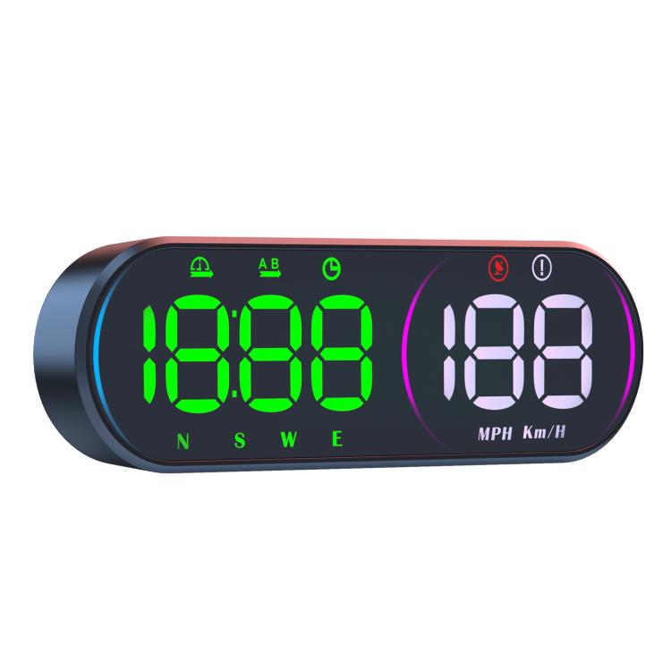 Car GPS HUD speedometer display unit with green and purple dual speed digits
