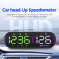 Car head-up speedometer HUD with large green and purple speed readouts