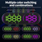 Car GPS HUD speedometer showing multiple color switching speed display modes