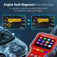 OBDII/EOBD diagnostic tool displaying engine fault codes with control buttons